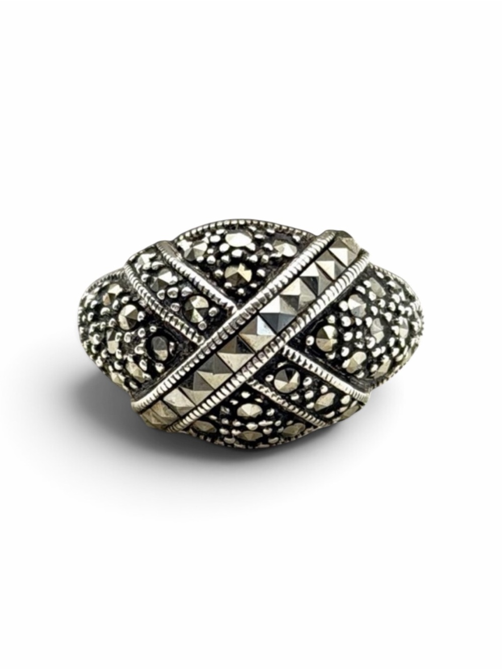 Judith Jack 925 Sterling Silver Marcasite Ring Size 8 Vintage JJ